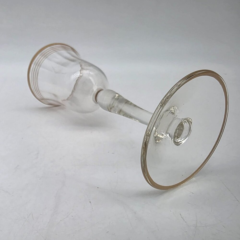 Vintage 1940s Cordial Glasses Clear Stemmed With Gold Rim & Stripe Design 5.5" - Picture 7 of 7